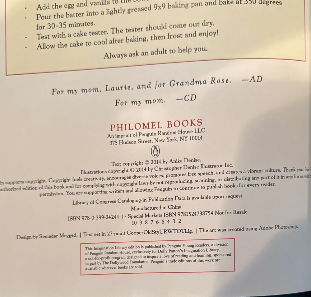 Baking Day At Grandma’s - Anika Denise (Philomel Books, an imprint of Penguin Random House LLC - Paperback) book collectible [Barcode 9781524738754] - Main Image 3