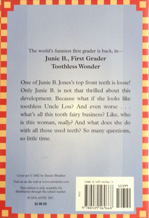 Junie B.- First Grader #20: Toothless Wonder - Barbara Park (Scholastic Inc - Paperback) book collectible [Barcode 9780439569668] - Main Image 2