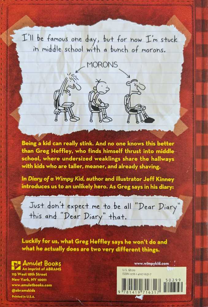 Diary Of A Wimpy Kid #1 - Jeff Kinney (- Paperback) book collectible [Barcode 9781419716317] - Main Image 2