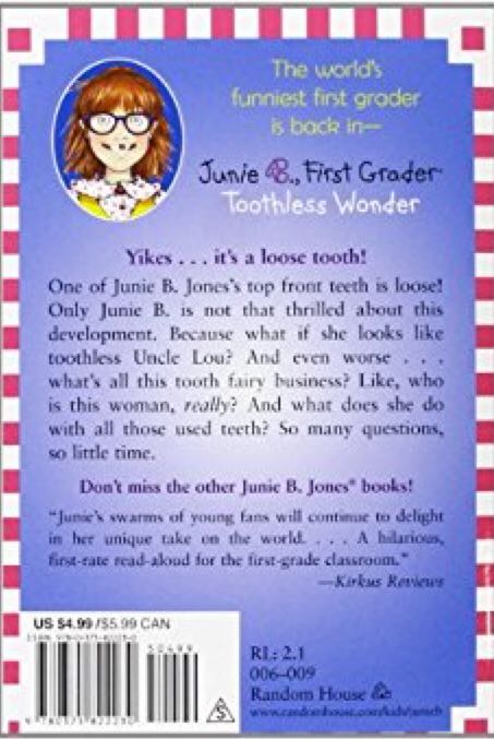 Junie B. First Grader Toothless Wonder - Barbara Park (On the second shelf of books - Paperback) book collectible [Barcode 9780375822230] - Main Image 2