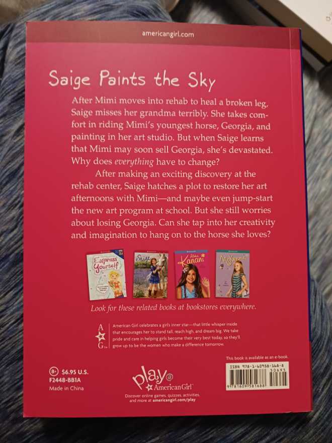 American Girl 2013: Saige: Saige Paints The Sky - Jessie Haas (American Girl Publishing Incorporated - Paperback) book collectible [Barcode 9781609581688] - Main Image 2