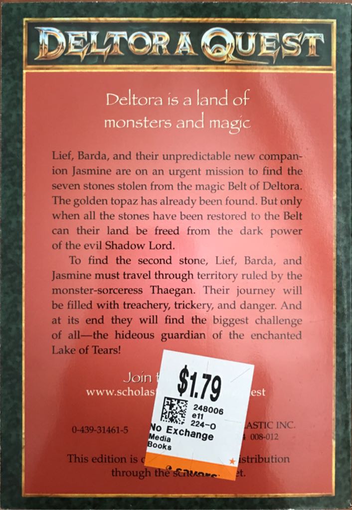 Deltora Quest Book 2: The Lake of Tears - Emily Rodda (Scholastic Inc. - Paperback) book collectible [Barcode 9780439314619] - Main Image 2