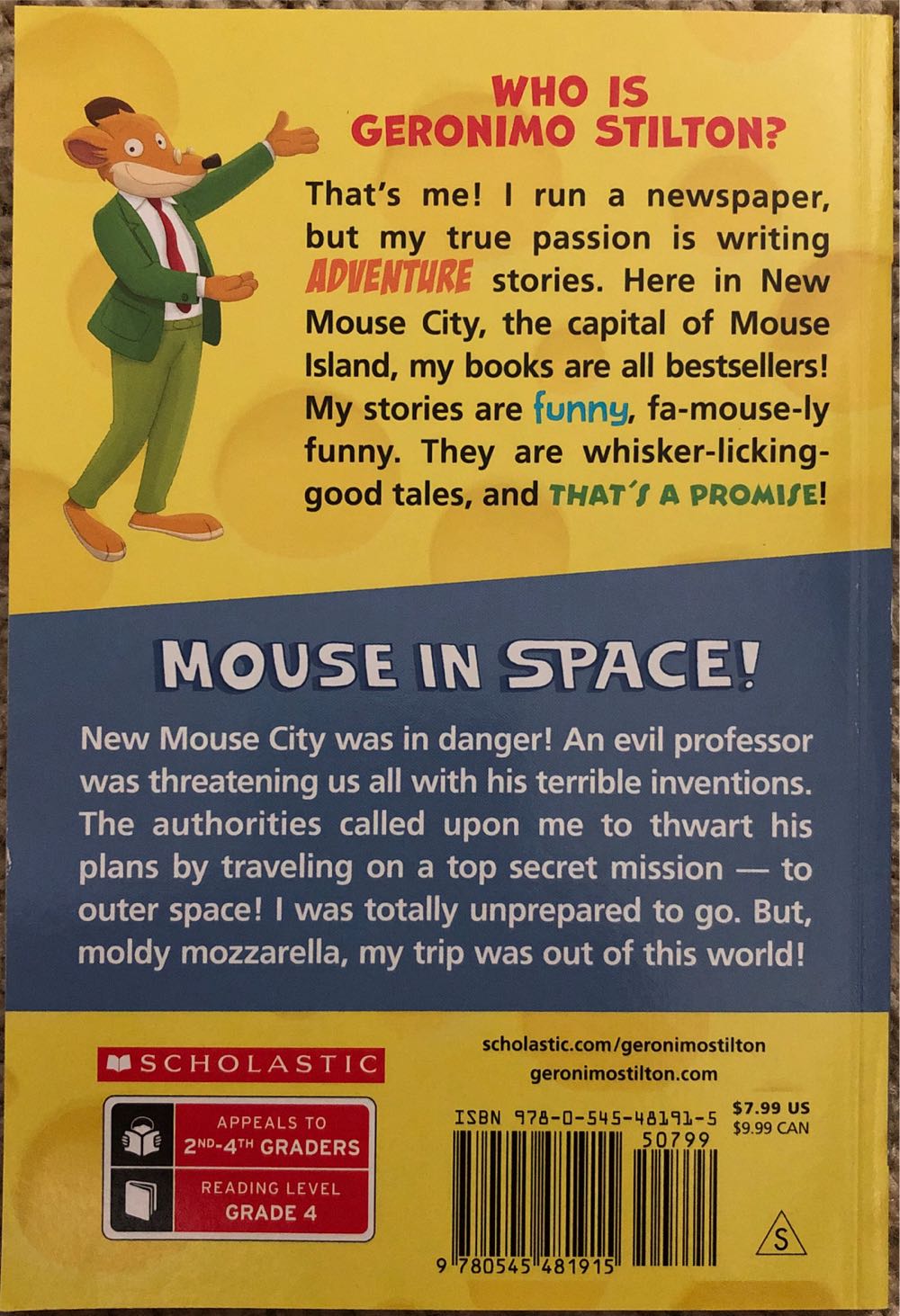 #52: Mouse in Space! - Geronimo Stilton (Scholastic Paperbacks - Paperback) book collectible [Barcode 9780545481915] - Main Image 3
