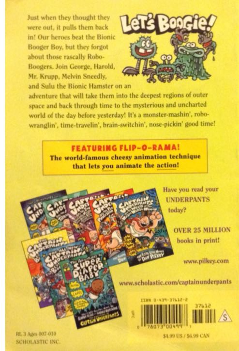 Captain Underpants #7: The Big Bad Battle Of The Bionic Booger Boy Part Two - Dav Pilkey (Scholastic Inc - Hardcover) book collectible [Barcode 9780439376129] - Main Image 2