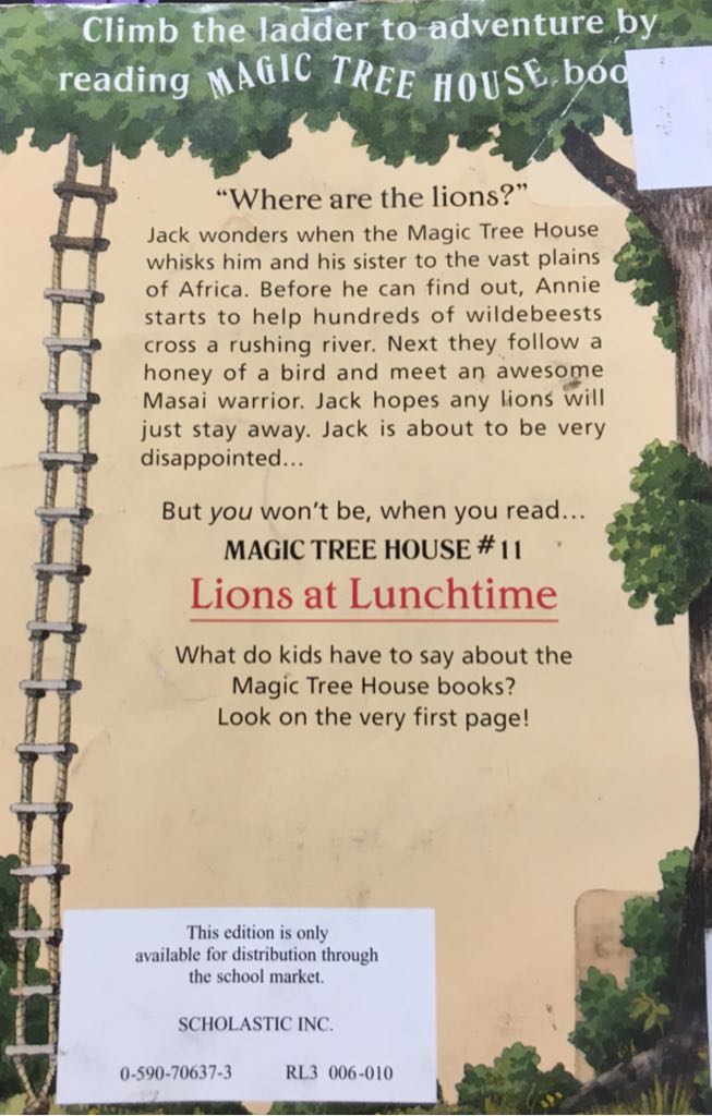 Magic Tree House #11: Lions At Lunchtime - Mary Pope Osborne (Scholastic Inc. - Paperback) book collectible [Barcode 9780439136808] - Main Image 2