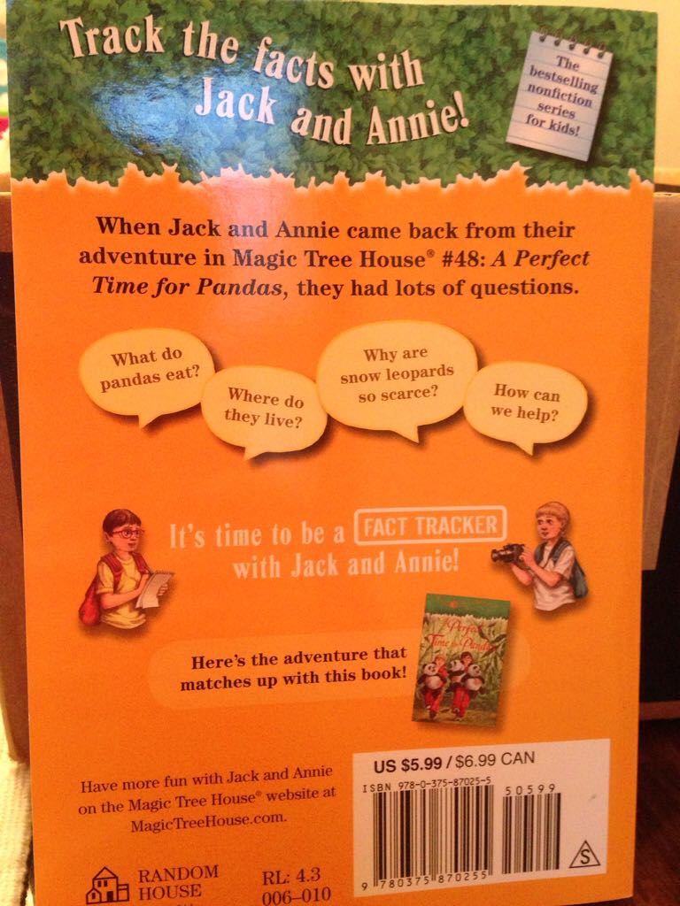 Magic Treehouse Fact Tracker Pandas And Other Endangered Species - Mary Pope Osborne (Random House Books for Young Readers - Paperback) book collectible [Barcode 9780375870255] - Main Image 2