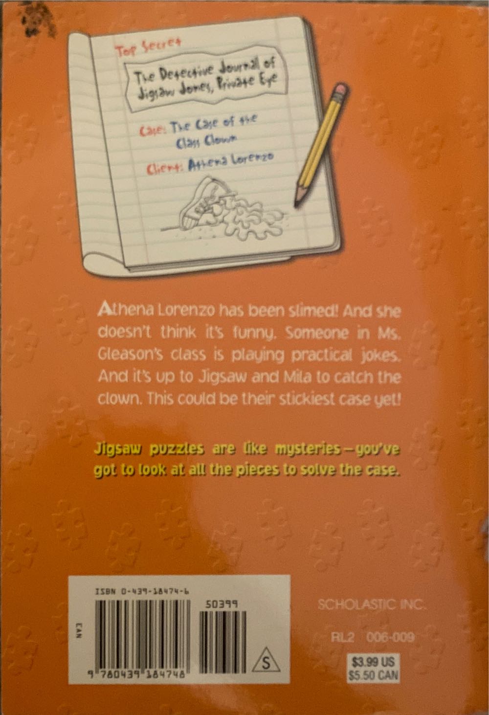 Jigsaw Jones #12 The Case Of The Class Clown - James Preller (Scholastic Paperbacks) book collectible [Barcode 9780439184748] - Main Image 2