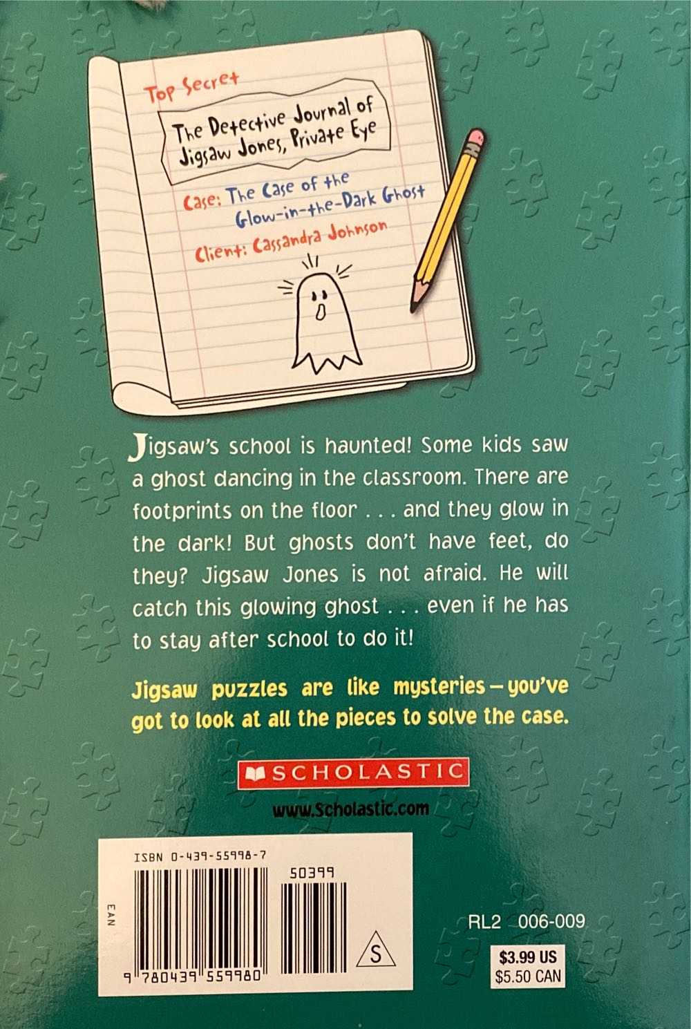 Jigsaw Jones: The Case Of The Glow-in-the-Dark Ghost - James Preller (Scholastic Inc. - Paperback) book collectible [Barcode 9780439559980] - Main Image 2