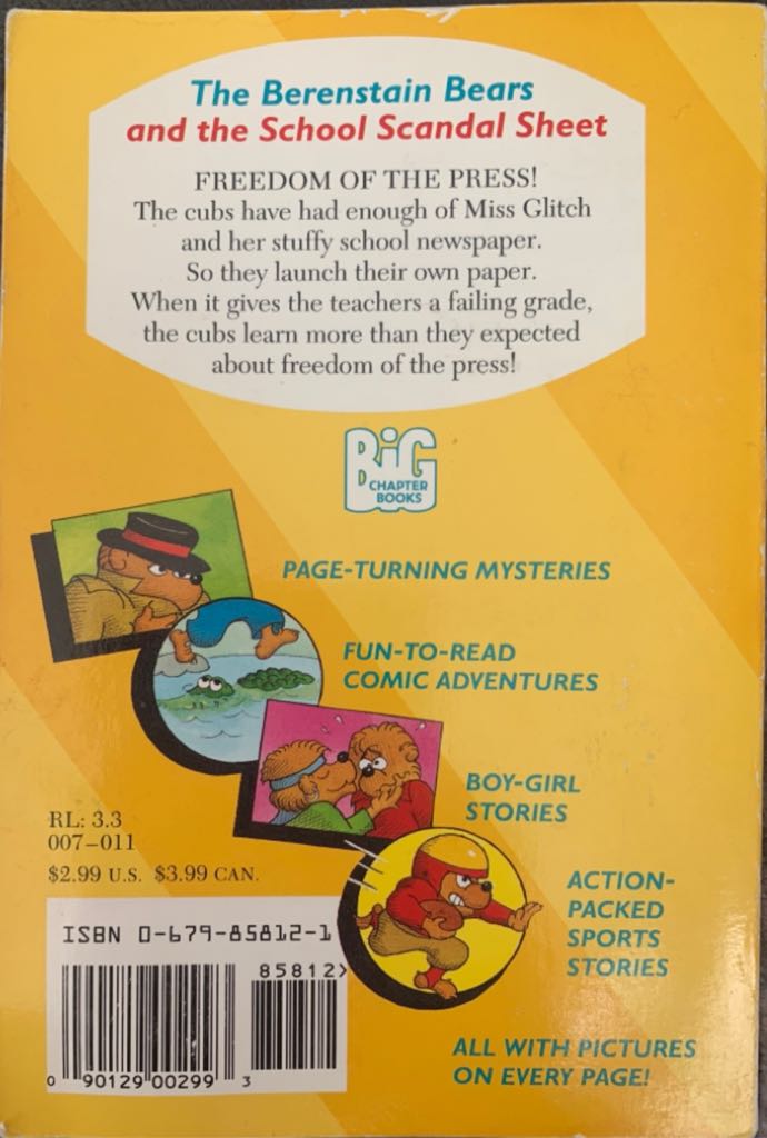 9. The Berenstain Bears And The School Scandal Sheet - Stan Berenstain (Random House Books for Young Readers - Paperback) book collectible [Barcode 9780679858126] - Main Image 2