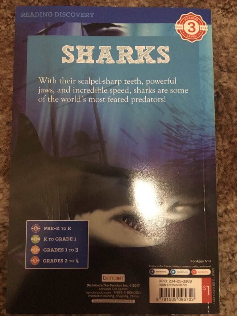 Sharks - John D Stevens (Bendon Inc.) book collectible [Barcode 9781505095722] - Main Image 2