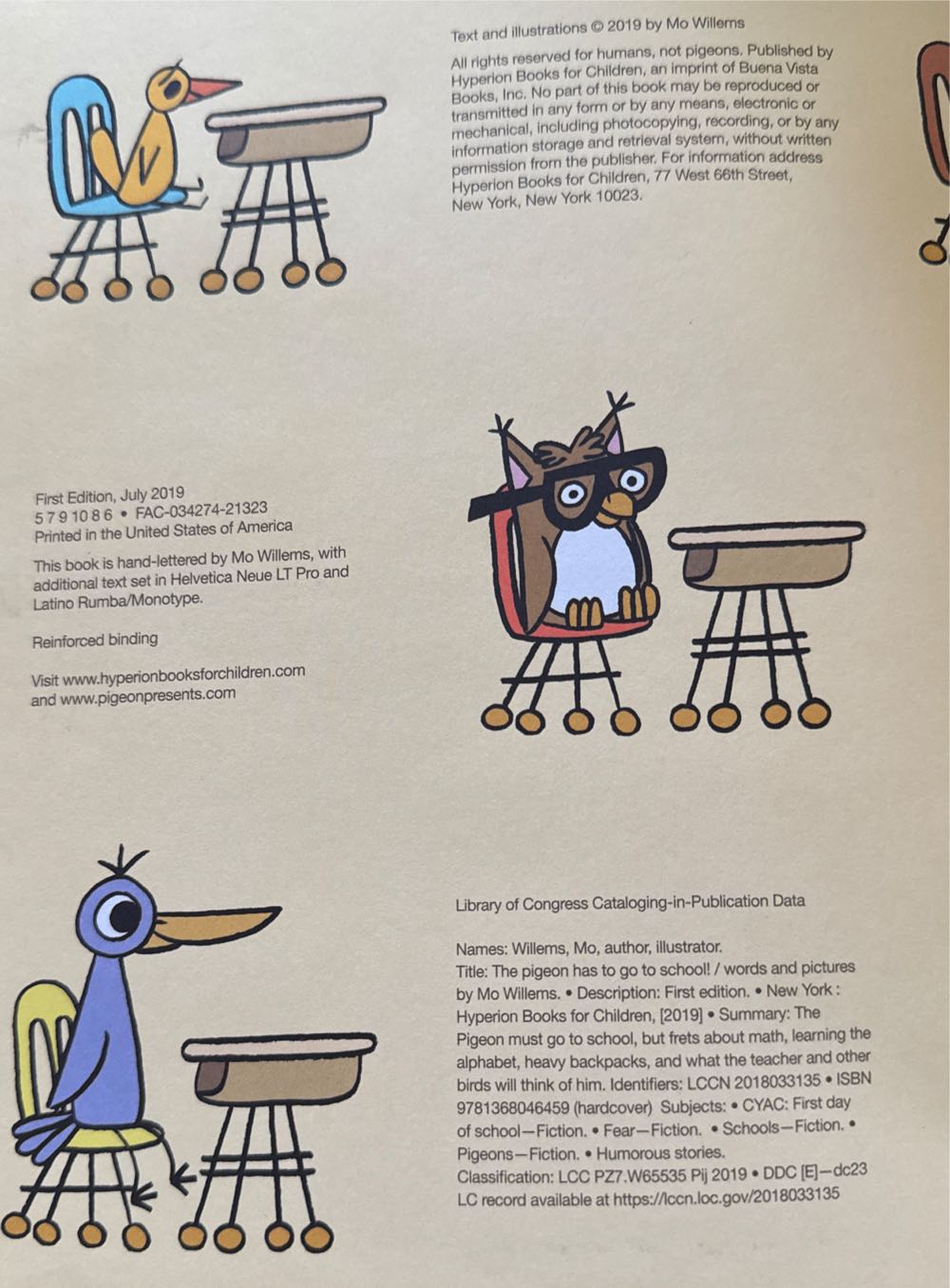 The Pigeon HAS to Go to School! - Mo Willems (Hyperion Books for Children - Hardcover) book collectible [Barcode 9781368046459] - Main Image 3