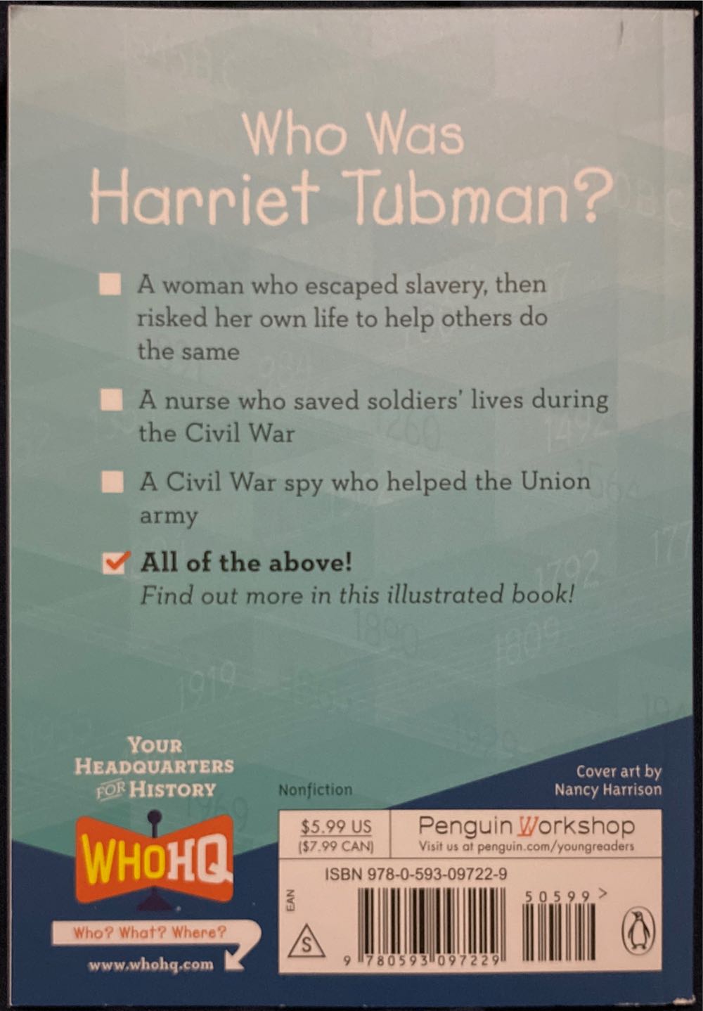 Who Was: Harriet Tubman? - Who Hq (Penguin Workshop - Paperback) book collectible [Barcode 9780593097229] - Main Image 2