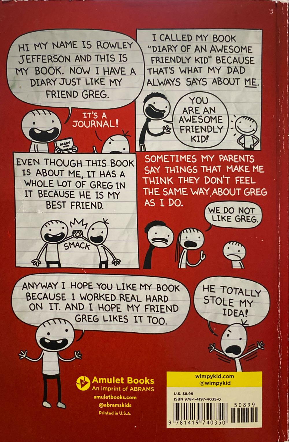 Diary of An Awesome Friendly Kid - Jeff Kinney (Amulet Books - Paperback) book collectible [Barcode 9781419740350] - Main Image 2