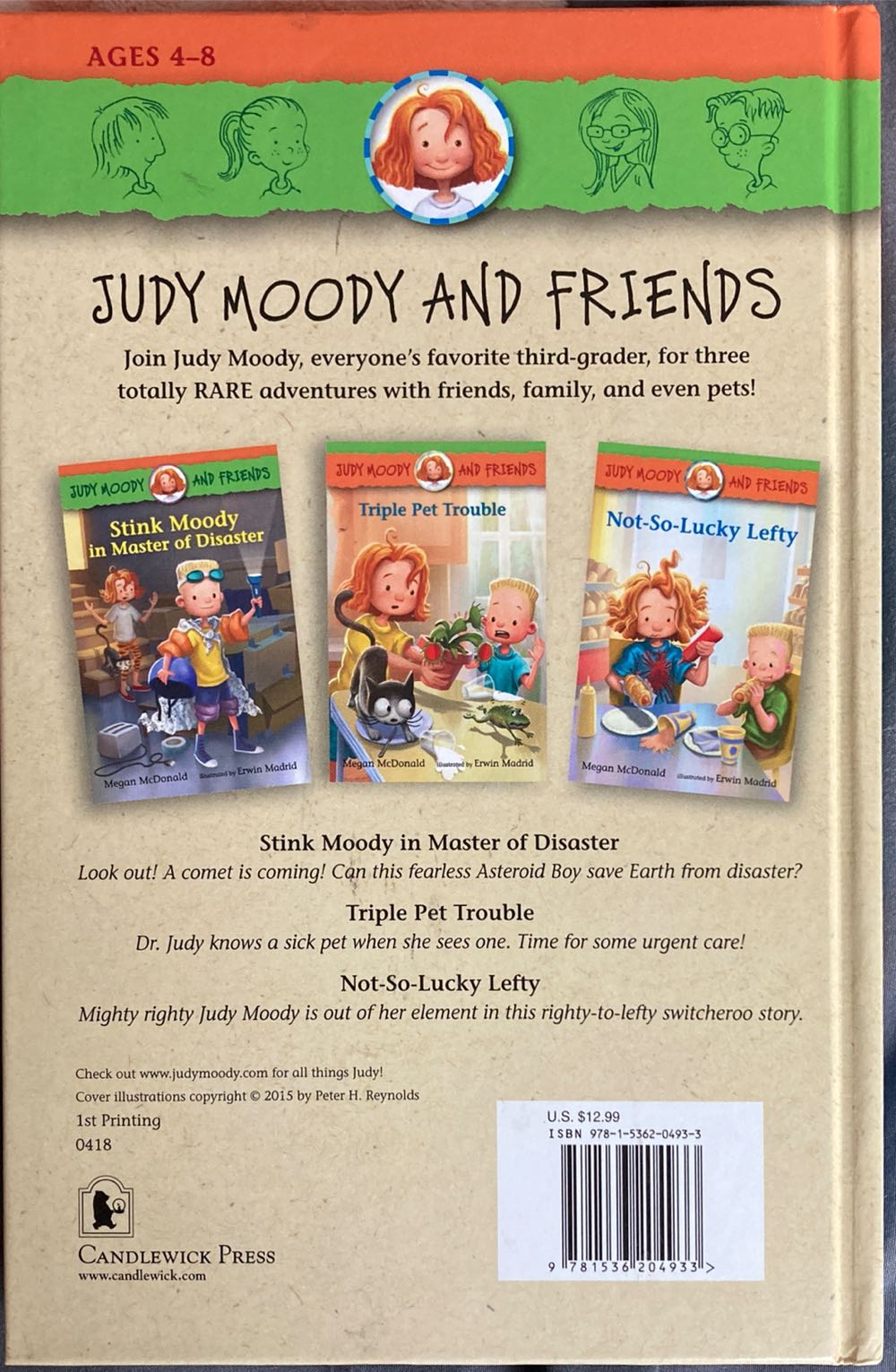Judy Moody and Friends: Totally Moody Treasury - Stink Moody Master Of Disaster, Triple Pet Trouble, Not-So-Lucky Lefty - Megan Mcdonald (- Hardcover) book collectible [Barcode 9781536204933] - Main Image 2