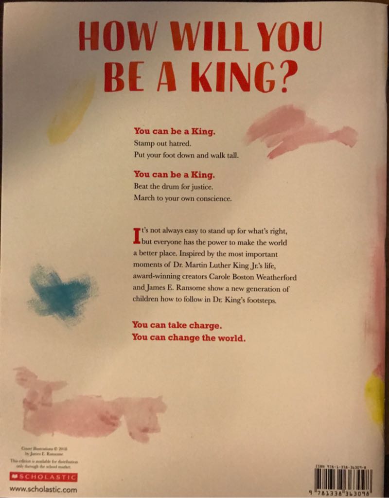 Be A King Dr. Martin Luther King Jr.’s Dream And You - Carole Boston Weatherford (A Scholastic Press) book collectible [Barcode 9781338363098] - Main Image 2