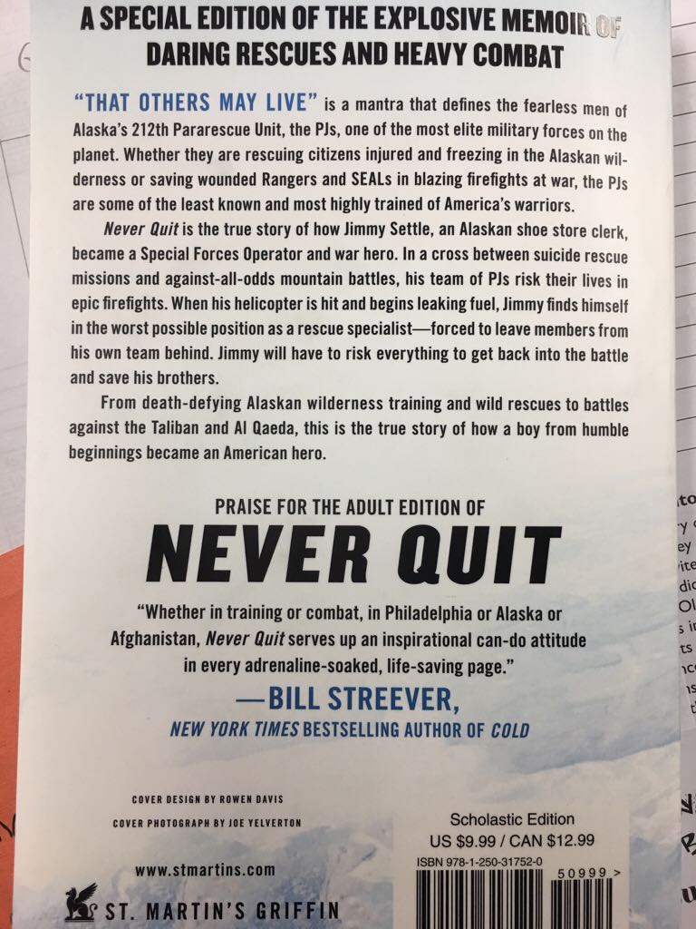 Never Quit - Jimmy Settle (- Paperback) book collectible [Barcode 9781250317520] - Main Image 2