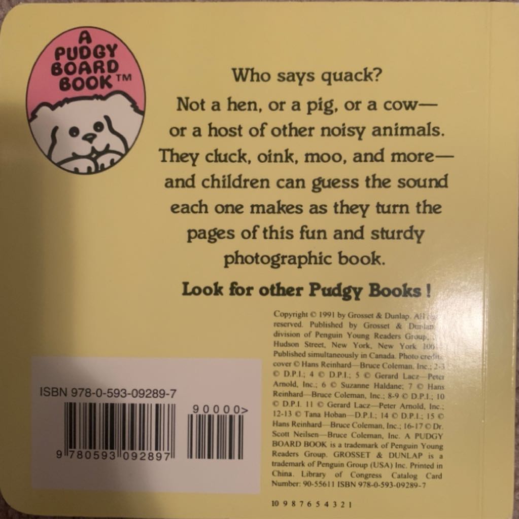 A Pudgy Book Who Says Quack? - Dunlap & Grosset, (Penguin Young Reader Group - Hardcover) book collectible [Barcode 9780593092897] - Main Image 2
