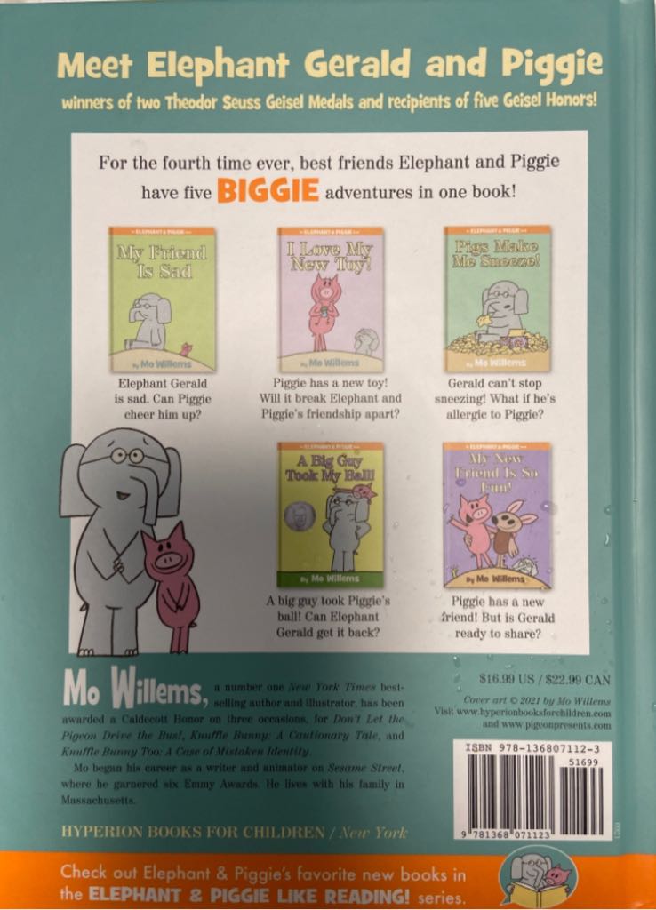 An Elephant & Piggie Biggie! Volume 4 - Mo Willems (Hyperion Books for Children - Hardcover) book collectible [Barcode 9781368071123] - Main Image 2