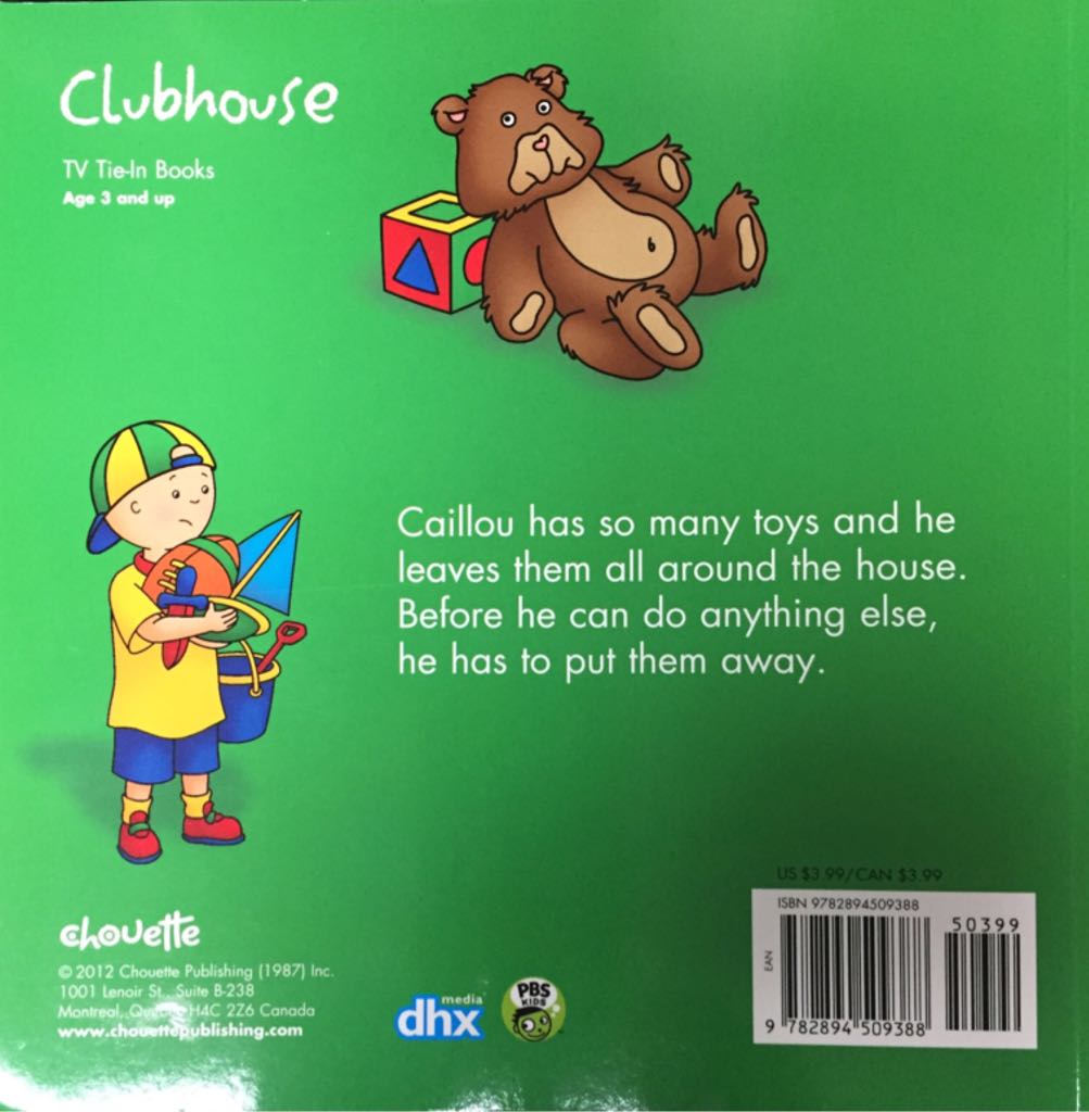 Caillou Puts Away His Toys - Joceline Sanschagrin (Chouette Publishing Inc - Paperback) book collectible [Barcode 9782894509388] - Main Image 2