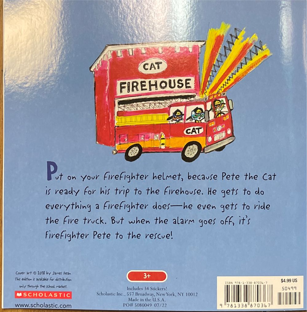 Pete The Cat Firefighter Pete - James Dean (Scholastic Book - Paperback) book collectible [Barcode 9781338870367] - Main Image 2