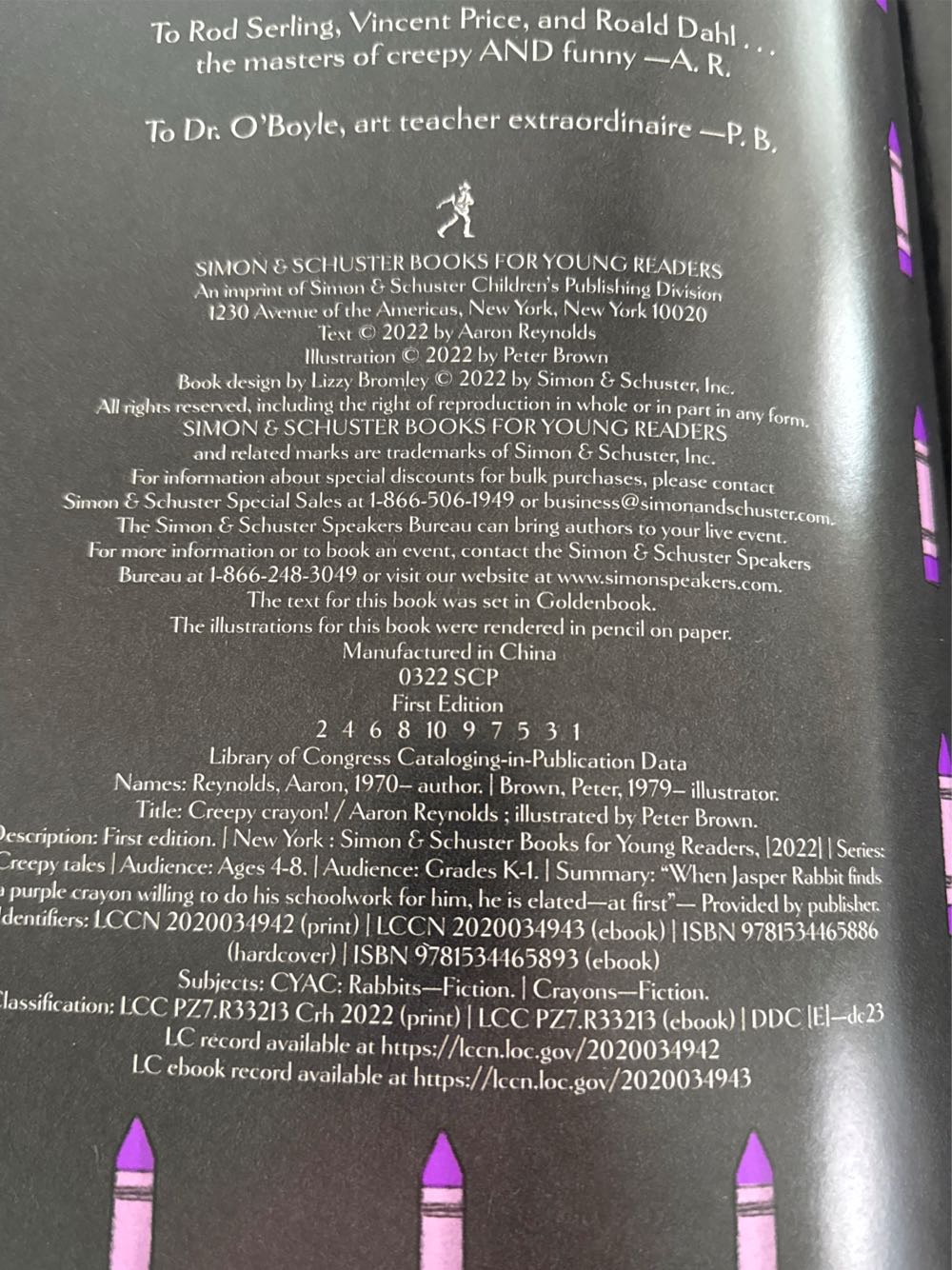 Creepy Crayon! - Aaron Reynolds (Simon and Schuster) book collectible [Barcode 9781534465886] - Main Image 3