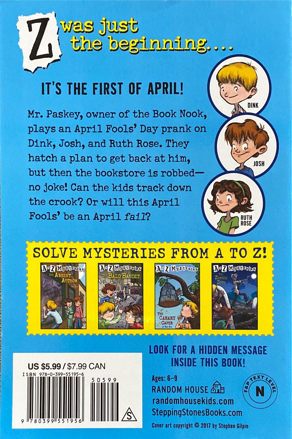 A to Z Mysteries Super Edition #9: April Fools’ Fiasco - Ron Roy (Random House Children’s Books - Paperback) book collectible [Barcode 9780399551956] - Main Image 2