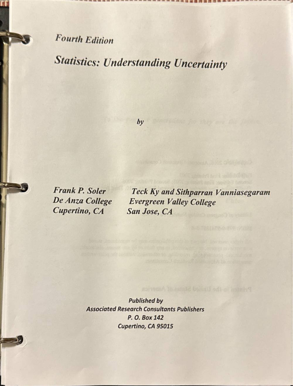 Statistics Understanding Uncertainty 4th Edition