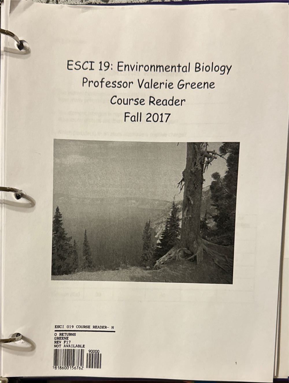 ESCI 19: Environmental Biology Course Reader (Fall 2017)