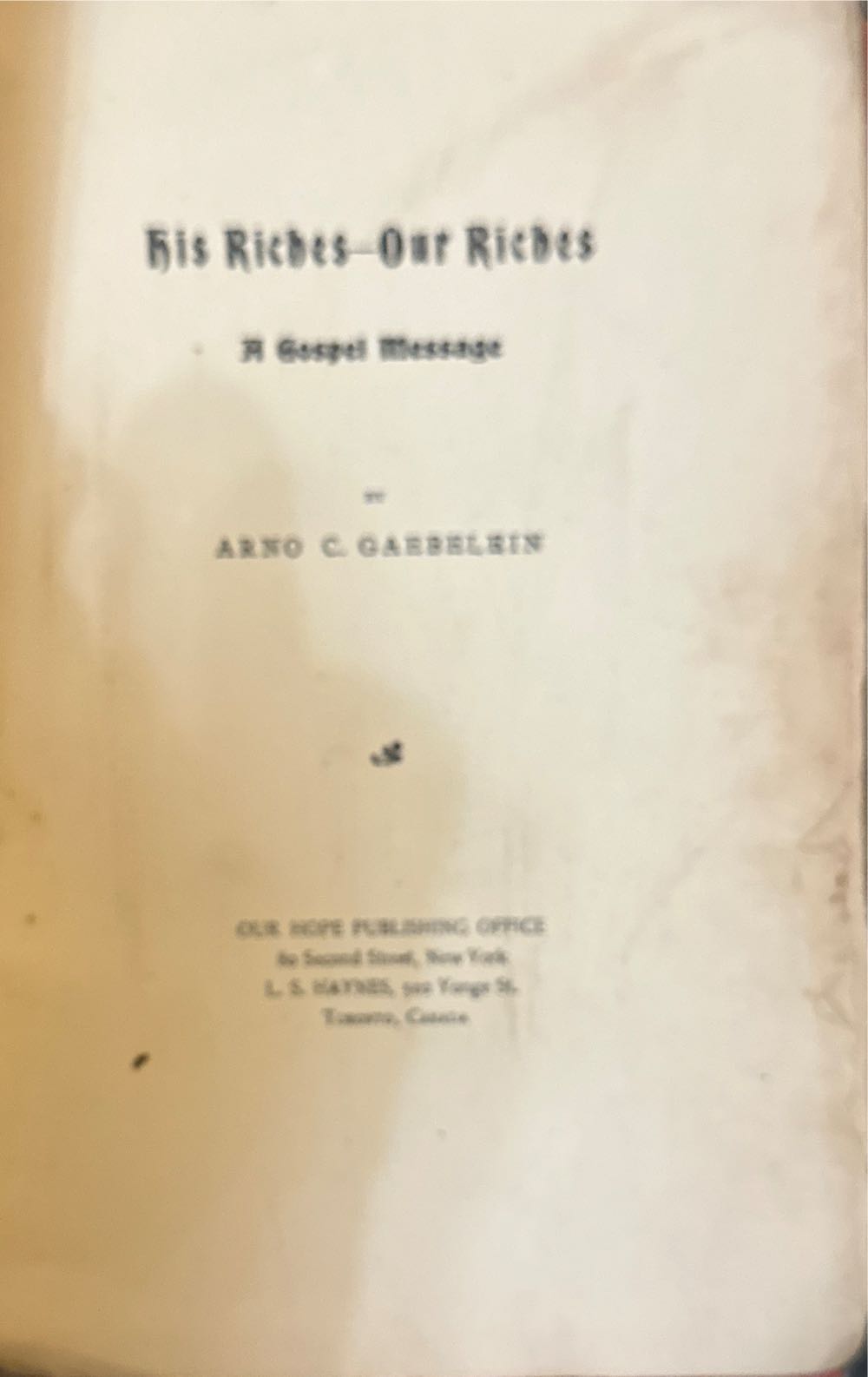 His Riches - Our Riches