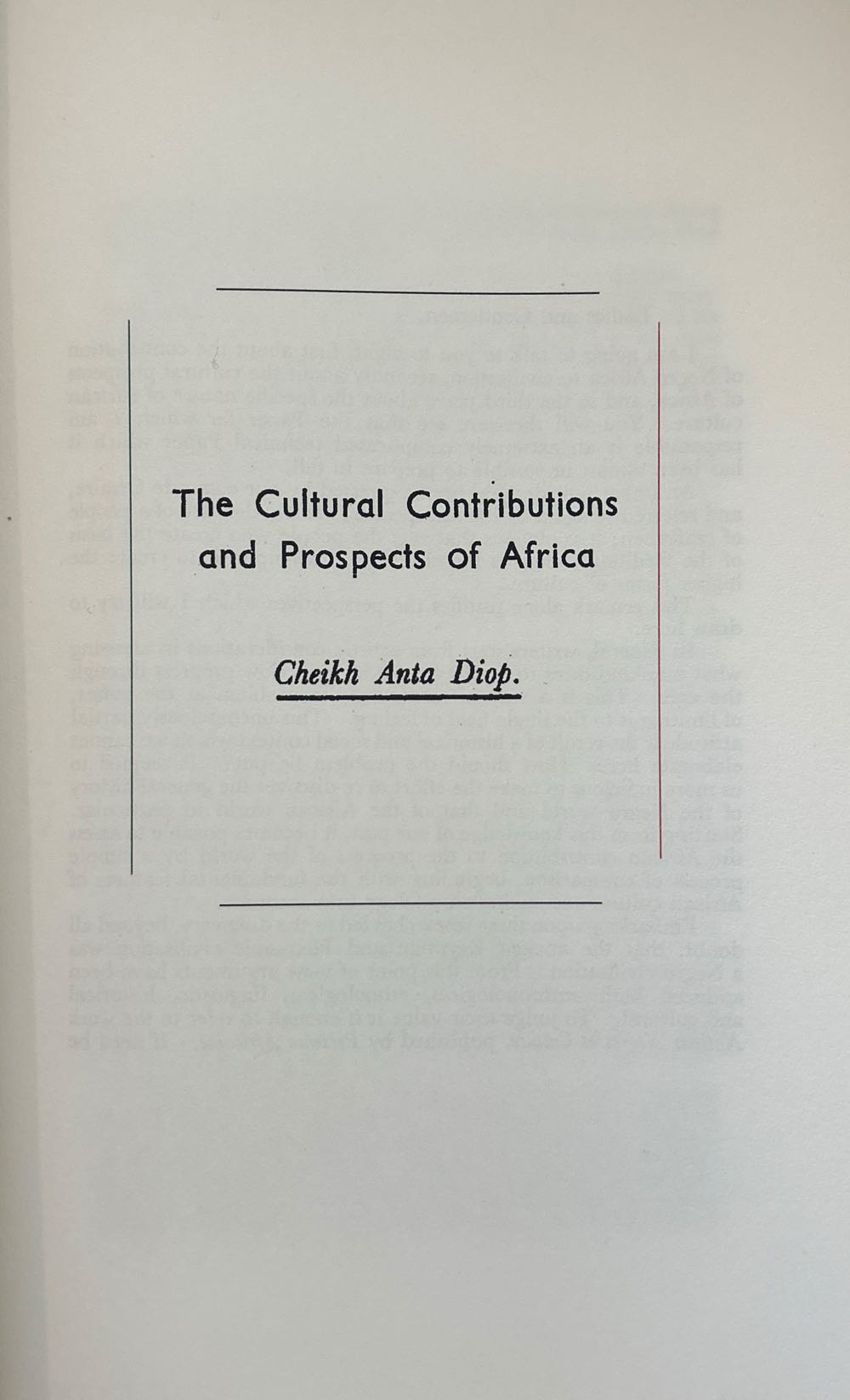 The Cultural Contributions And Prospects Of Africa 