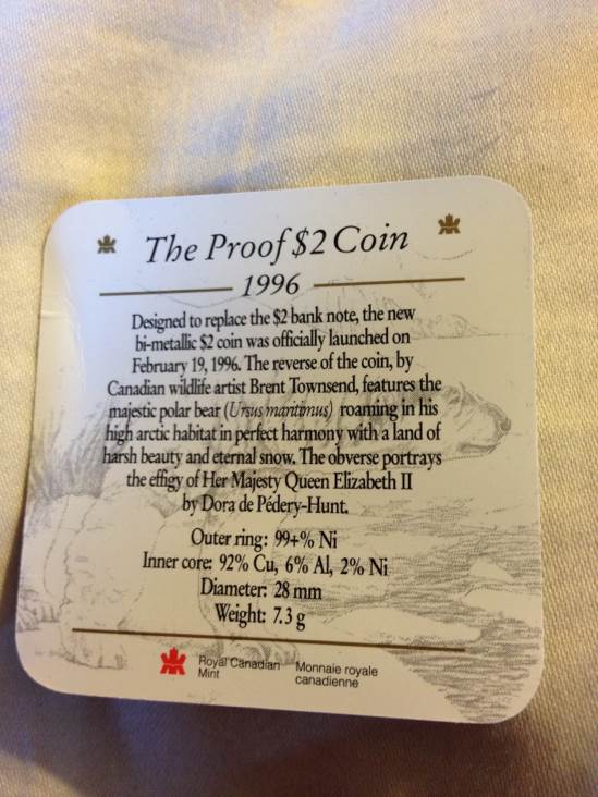 The Proof $2 Coin 1996  coin collectible - Main Image 2