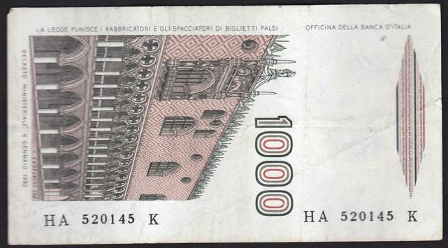 Italy 1000 Lira Note  coin collectible - Main Image 2