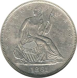 Half Dollar 1861  coin collectible - Main Image 2
