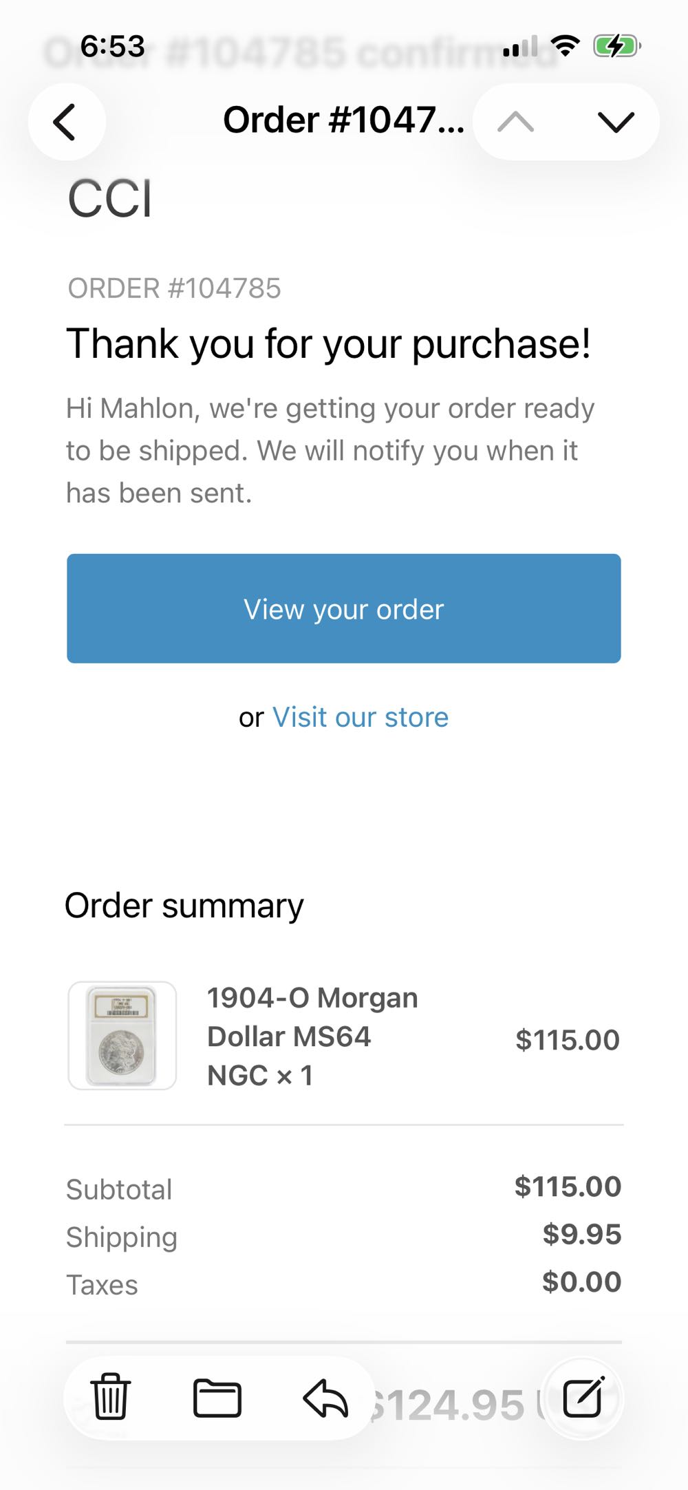 Morgan Silver Dollar 1904-O  coin collectible - Main Image 3