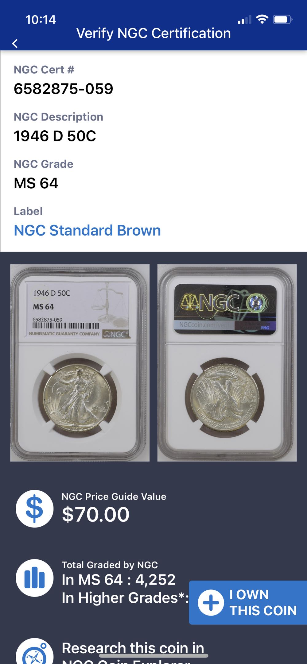 1946 Walking Liberty Half Dollar  coin collectible - Main Image 3