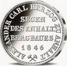 0003 - Vor 1871 : 1 Taler Alexander Carl Herzog Zu Anhalt  coin collectible - Main Image 2