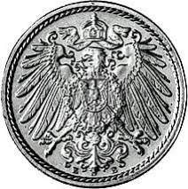 012 - KAISERREICH : 5 Pf 1890-1915 ADEFGJ  coin collectible - Main Image 2