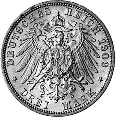 023 - ANHALT : 3 Mark 1909 A - Friedrich II   coin collectible - Main Image 2