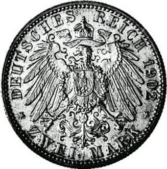 028 - BADEN : 2 Mark 1892-1902 G - Friedrich I  coin collectible - Main Image 2