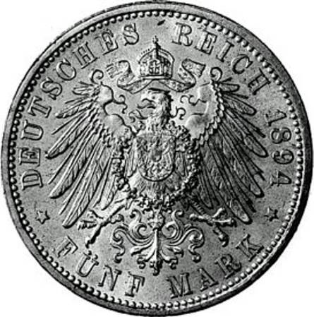 029 - BADEN : 5 Mark 1891-1902 G - Friedrich I  coin collectible - Main Image 2