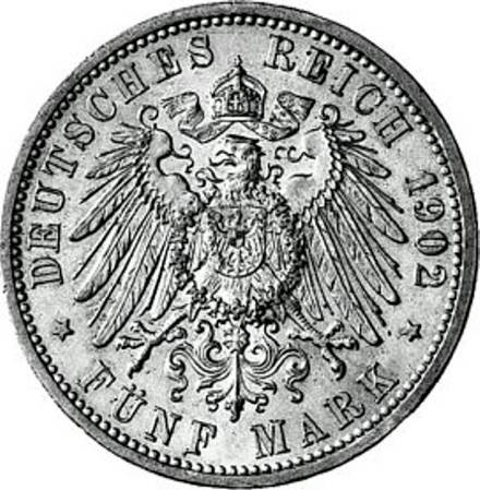031 - BADEN : 5 Mark 1902 G - Friedrich I  coin collectible - Main Image 2