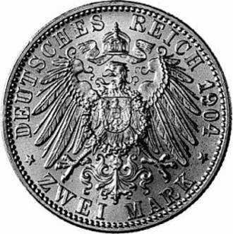 032 - BADEN : 2 Mark 1902-1907 G - Friedrich I  coin collectible - Main Image 2