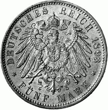 046 - BAYERN : 5 Mark 1891-1913 D - Otto  coin collectible - Main Image 2