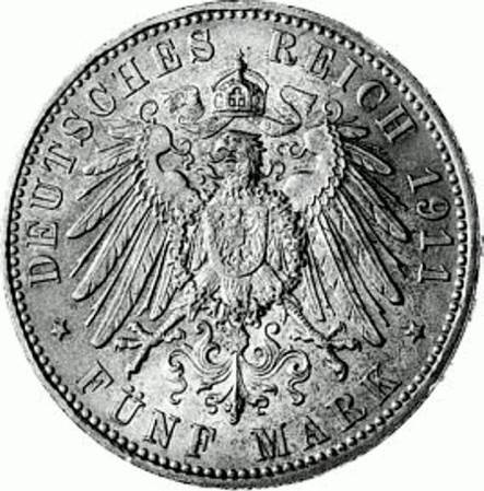 050 - BAYERN : 5 Mark 1911 D - Luitpold  coin collectible - Main Image 2