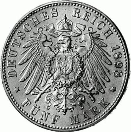 065 - HAMBURG : 5 Mark 1891-1913 J - Wappen  coin collectible - Main Image 2