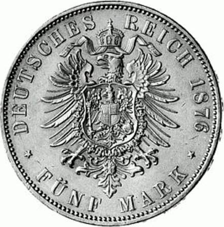 067 - HESSEN : 5 Mark 1875-1876 H - Ludwig III  coin collectible - Main Image 2