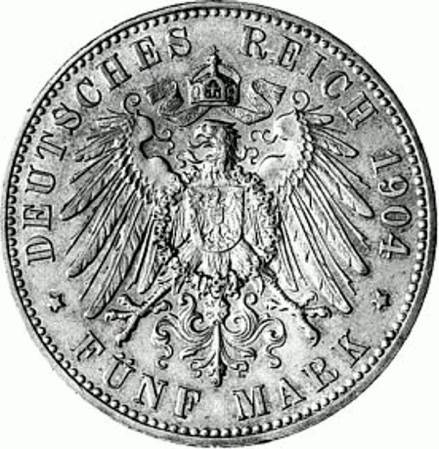 087 - MECKLENBURG-SCHWERIN : 5 Mark 1904 A - Hochzeit  coin collectible - Main Image 2