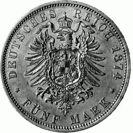 097 - PREUßEN : 5 Mark 1874-1876 ABC - Wilhelm I  coin collectible - Main Image 2
