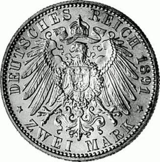 102 - PREUßEN : 2 Mark 1891-1912 A - Wilhelm II  coin collectible - Main Image 2