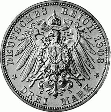 103 - PREUßSEN : 3 Mark 1908-1912 A - Wilhelm II  coin collectible - Main Image 2
